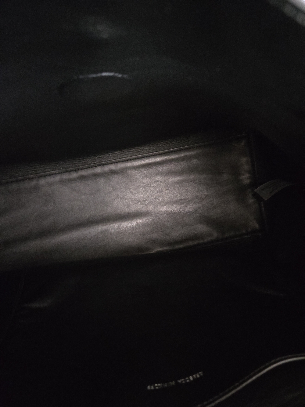 Rebecca Minkoff Black Leather Tote with Cream/White Polka Dot Print. Like New! - Picture 12 of 15